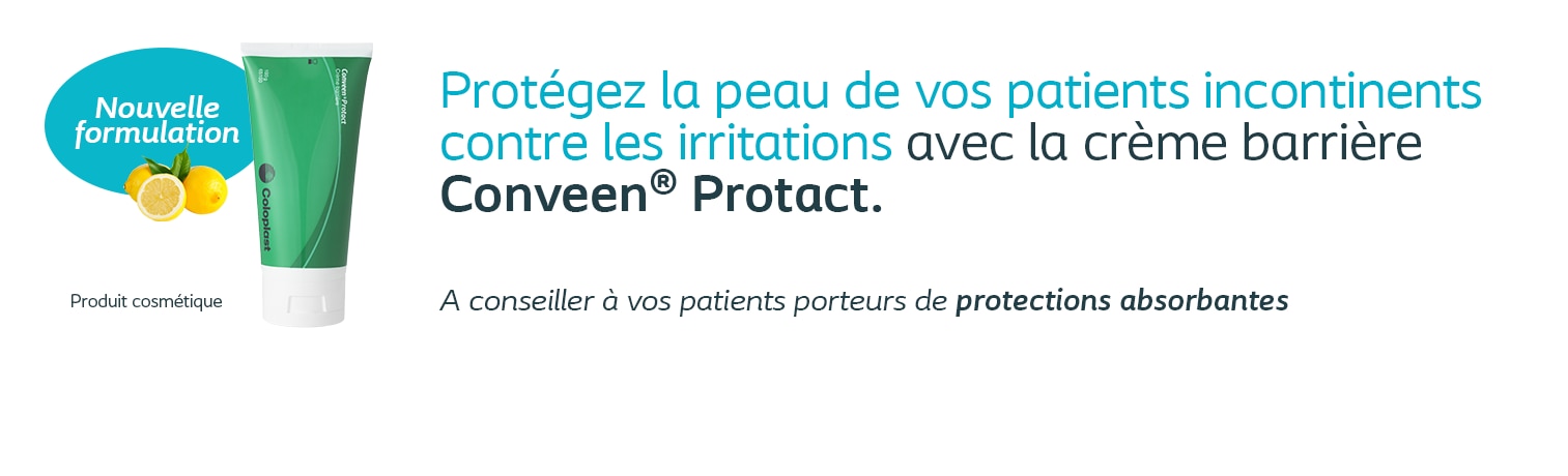 Protégez la peau de vos patients incontinents contre les irritations avec la crème barrière Conveen® Protact